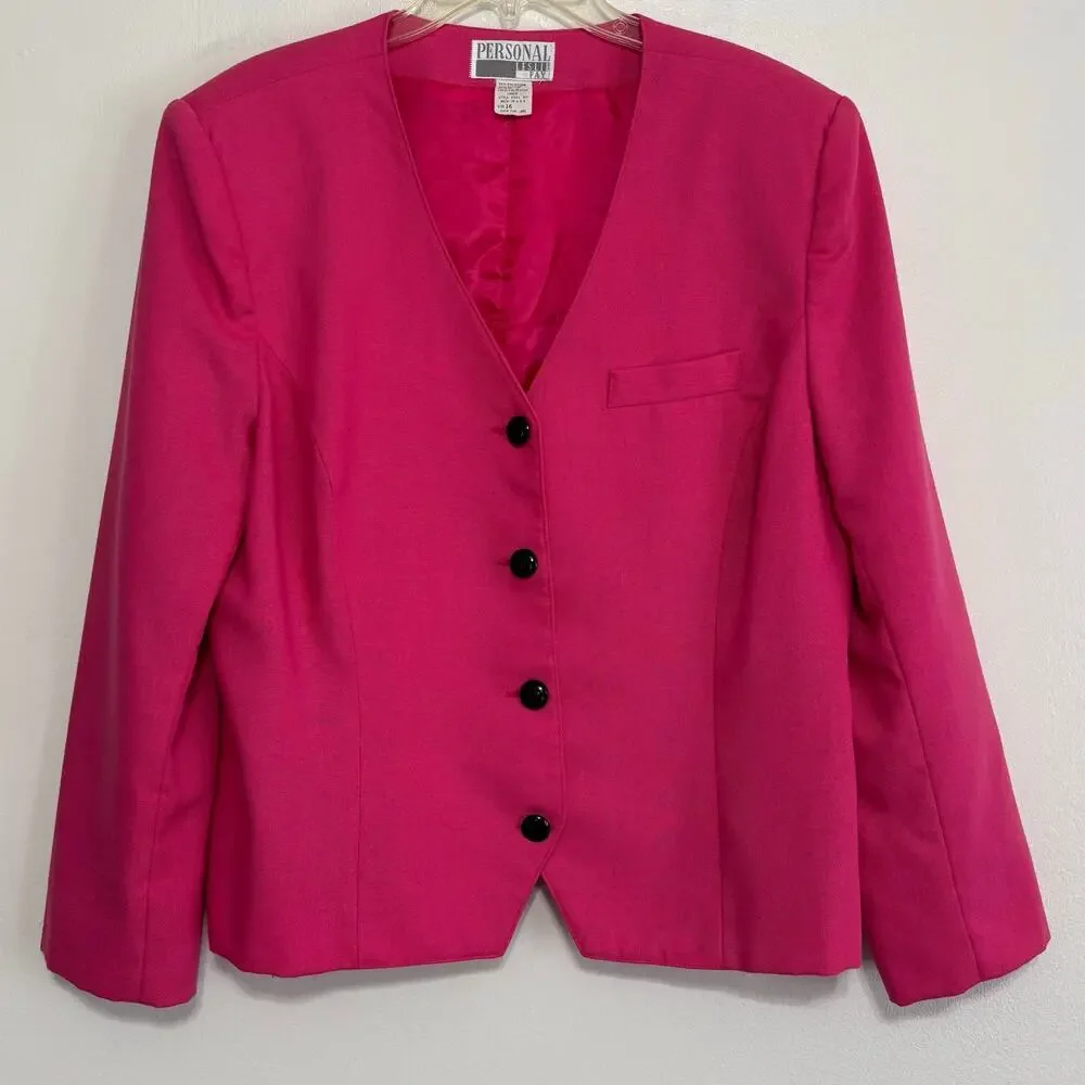 Vintage Leslie Fay Personal Pink Blazer Size 16